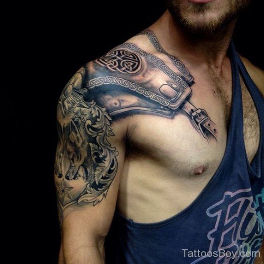 Celtic Armor Tattoo On Shoulder-TB1216