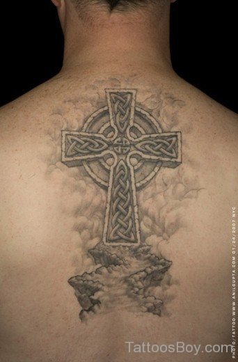 Celtic Cross Tattoo Design On Back-Tb1206