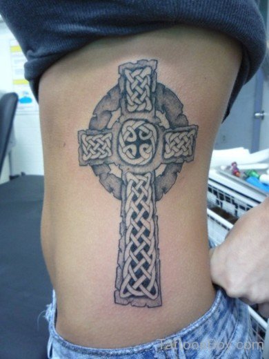 Celtic Cross Tattoo Design On Rib-Tb12028