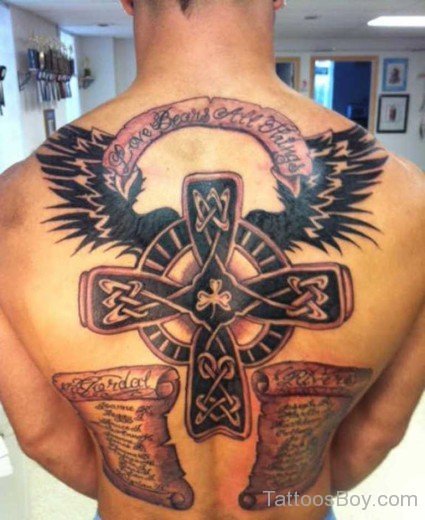 Celtic Cross Tattoo On BAck-TB12053