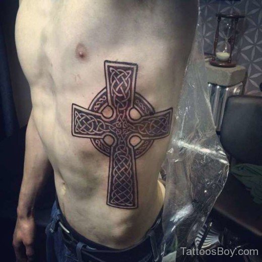 Celtic Cross Tattoo On Rib 1-TB12054