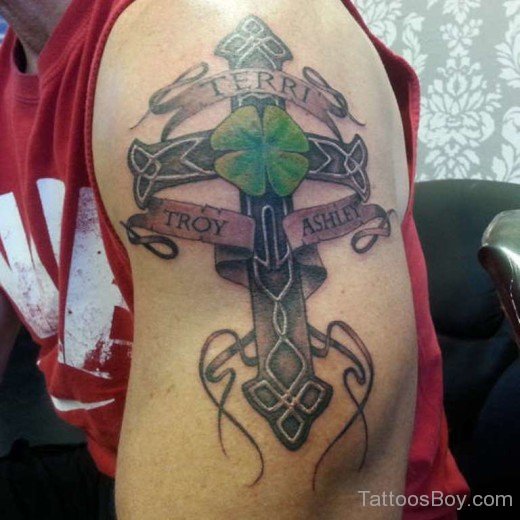Celtic Cross Tattoo On Shoulder-TB12055