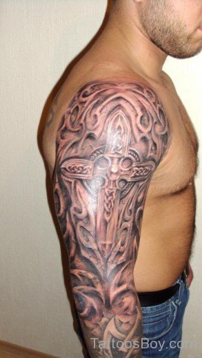 Celtic Cross Tattoo On Shoulder-TB1217