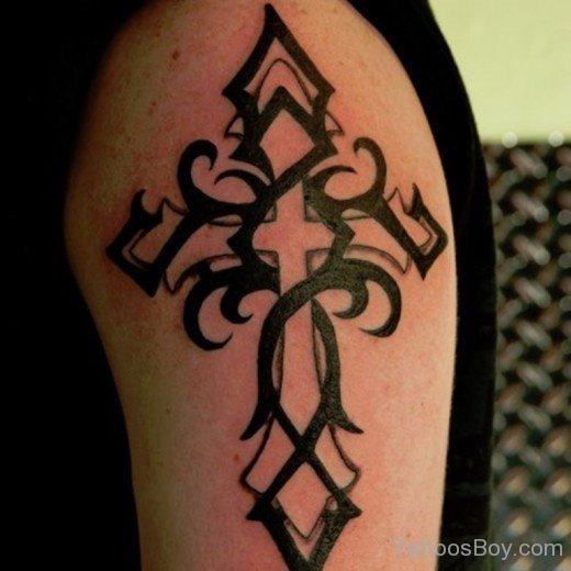 Celtic Cross Tattoo On Shoulder-Tb12034