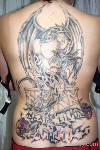 Celtic Dragon Tattoo On Back-Tb12036