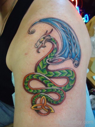 Celtic Dragon Tattoo On Shoulder-Tb12037