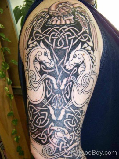 Celtic Tattoo Design On Half Sleeve-Tb12053
