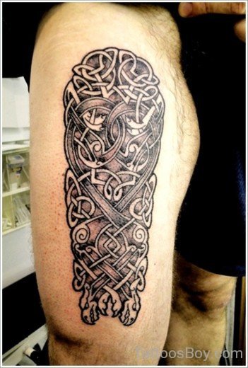 Celtic Tattoo On Thigh-Tb1214
