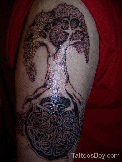Celtic Tree Tattoo On Shoulder-Tb12066