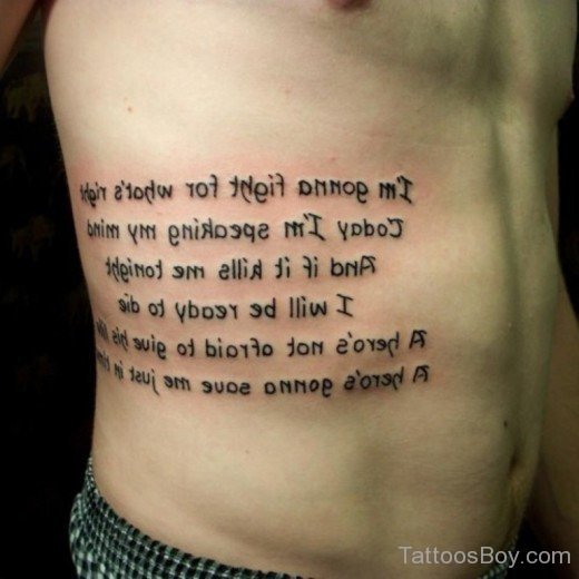 Celtic Wording Tattoo On Rib-TB12068