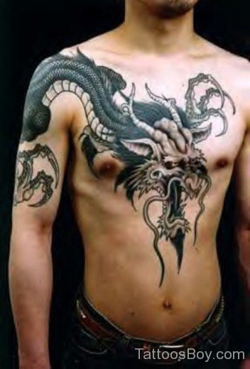 Dragon Tattoo On  Chest