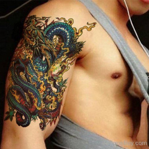 Chinese Dragon Tattoo on Shoulder-Tb1216