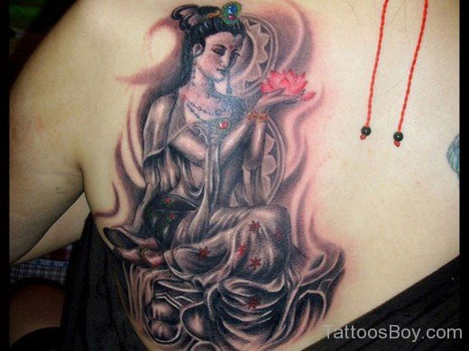 Chinese Girl Tattoo On Back-TB12077