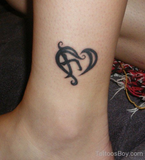 Chinese Heart Tattoo On Ankle-TB12078