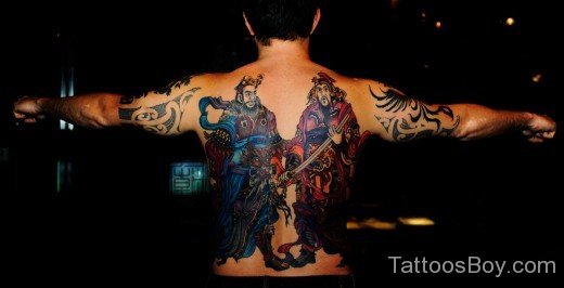 Chinese Warrior Tattoo On Back-Tb1218
