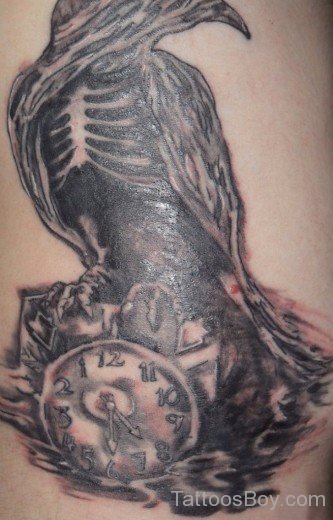 Clock And Crow Tattoo-TB1027