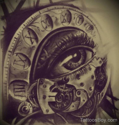 Clock And Eye Tattoo-Tb12031