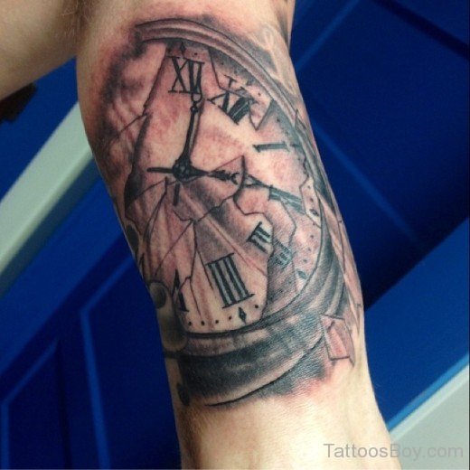 Clock Tattoo  Design On Bicep-Tb12046