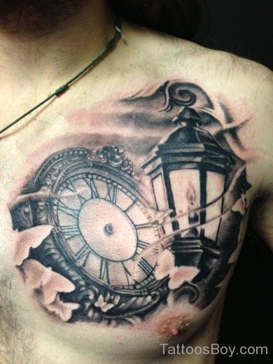 Clock Tattoo Design On Chest-Tb12061