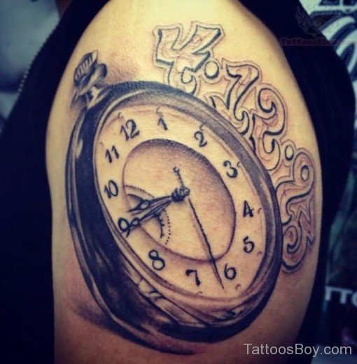 Clock Tattoo Design on Shoulder-Tb12067