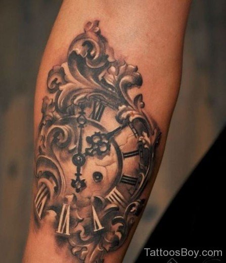 Clock Tattoo Design On Arm 