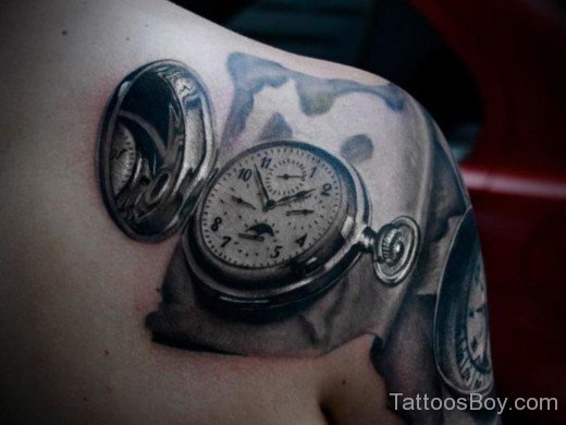 Clock Tattoo On Back 