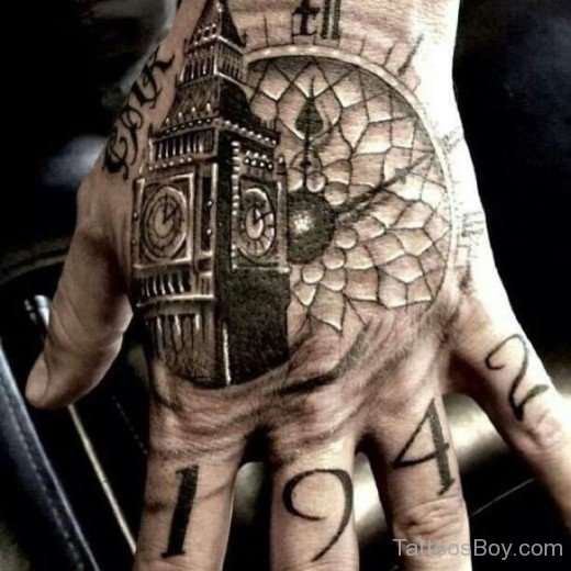 Clock Tattoo  On Hand