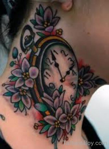 Clock Tattoo On Neck-TB12056