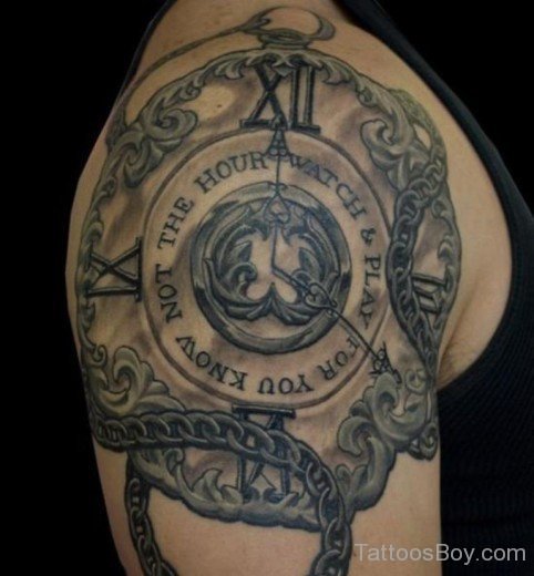 Clock Tattoo On Shouder-TB12057