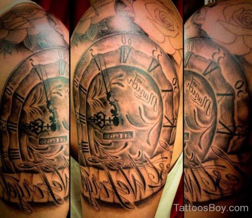 Clock Tattoo On Shoulder 2-Tb12085