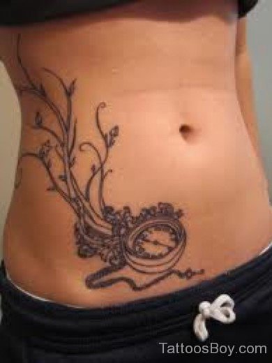 Clock Tattoo On Stomach-TB12058