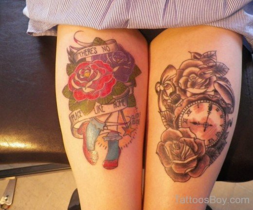 Clock Tattoo On Thigh-TB12060