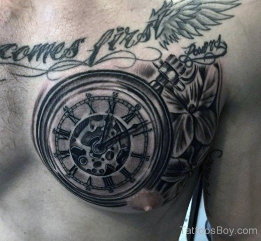 Clock Tattoo on Chest-Tb12080