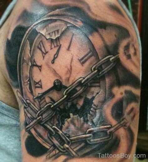 Clock Tattoo on Shoulder-Tb12086