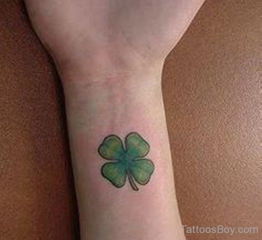 Green Clover Leaf Tattoo On Wrist-TB12067