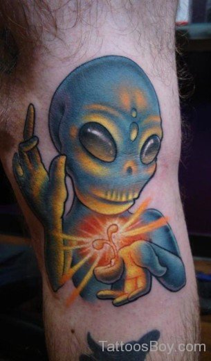 Colored  Alien Tattoo Design-TB141