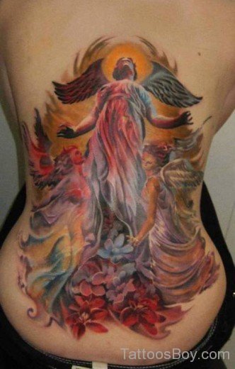 Colored  Angel Tattoo Design-TB1209