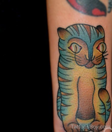 Colored Cat Tattoo On Wrist-TB12082