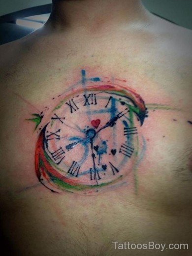 Clock Tattoo On Chest