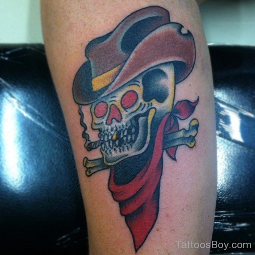 Colored Cowboy Skull Tattoo-TB12103