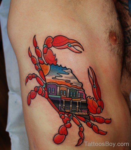 Crab Tattoo On rib-TB12038