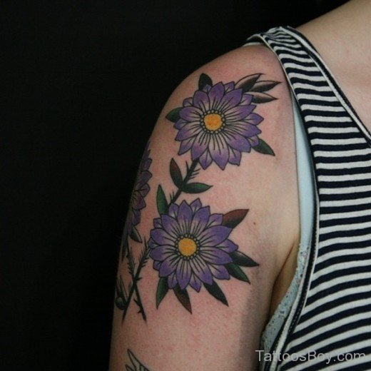 Colored Daisy Tattoo On Shoulder-TB1032