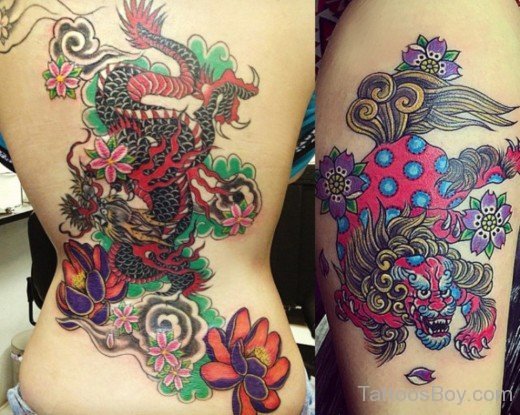 Colored  Dragon Tattoo Design
