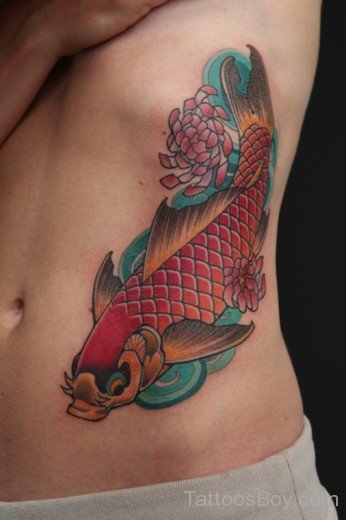 Colored Fish Tattoo On Rib-TB12062