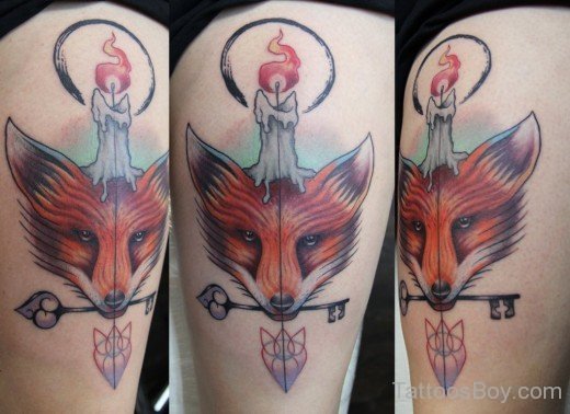 Colored Fox Face Tattoo Design-TB122