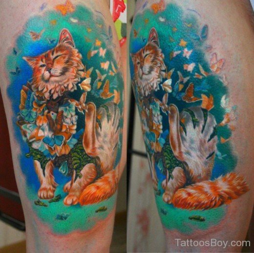 Colorful Cat Tattoo