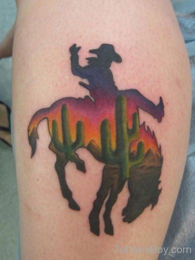 Colorful Cowboy Tattoo Design-TB12111