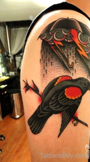 Colorful Crow Tattoo On Shoulder-TB1031