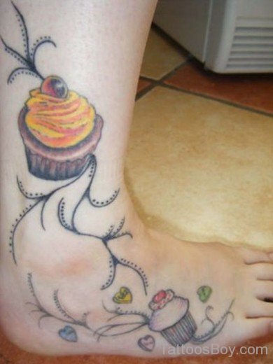 Colorful Cupcakes Tattoo On Ankle-Tb1213