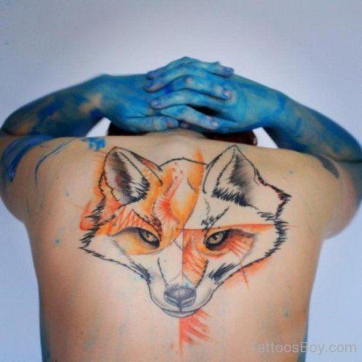 Colorful Fox Tattoo On Back-TB124